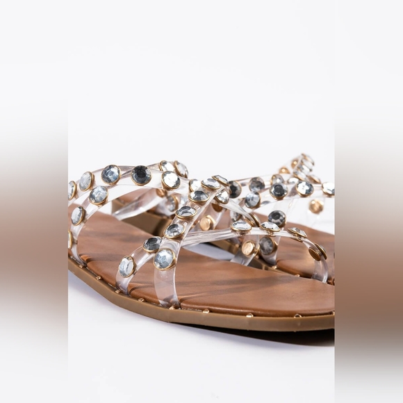 NWT AZALEA WANG All Day Long Flat Sandal In Clear PVC - Picture 7 of 7